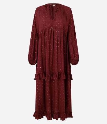 Vestido Midi em Chiffon com Babados