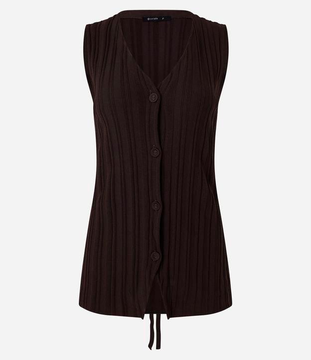 Colete em Tricot Alongado com Abotoamento Frontal - 1