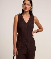 Colete em Tricot Alongado com Abotoamento Frontal - 2