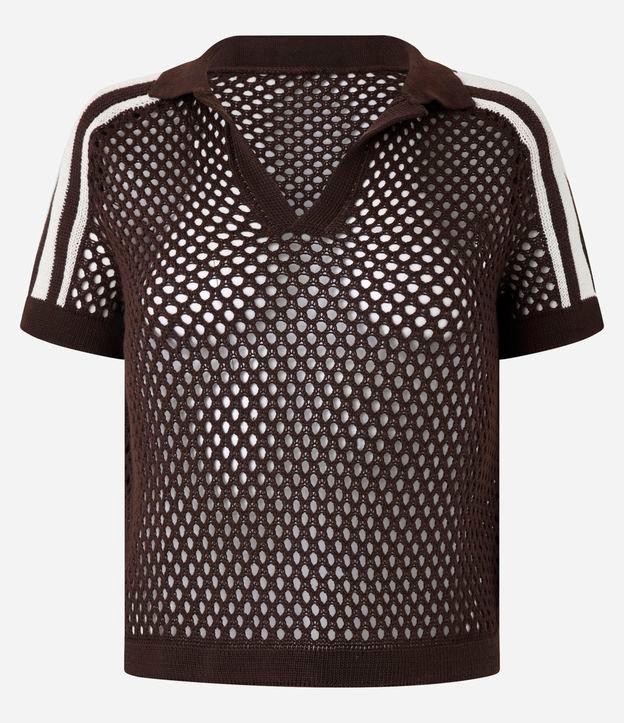 Camiseta Esportiva com Textura de Furinhos em Tricô e Gola Polo - 1