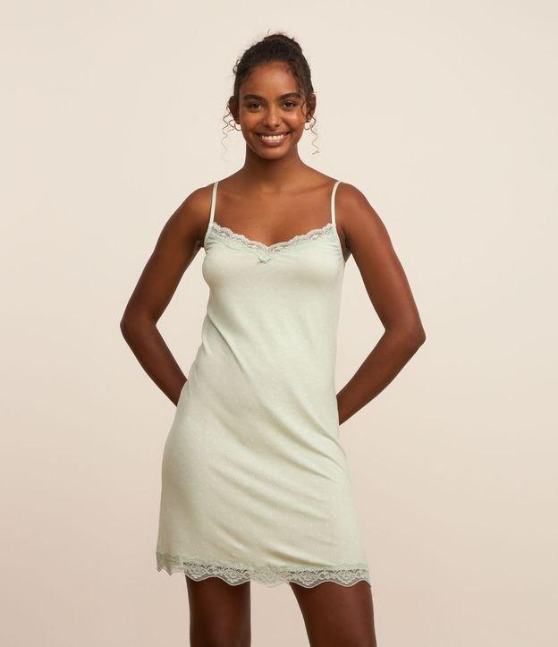 Camisola de Alcinha em Viscose com Estampa de Gravataria e Detalhe de Renda - 2