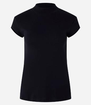 Blusa Manga Curta em Ribana com Gola Alta