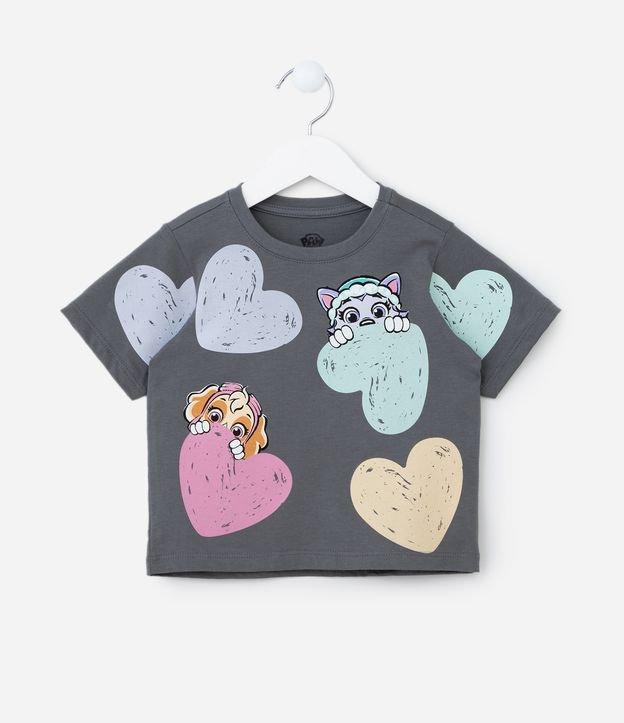 Camiseta Infantil com Estampa Patrulha Canina e Corações - Tam 2 a 6 Anos - 1