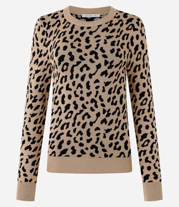 Blusa em Tricot com Ombreira Estampa Animal Print - 1