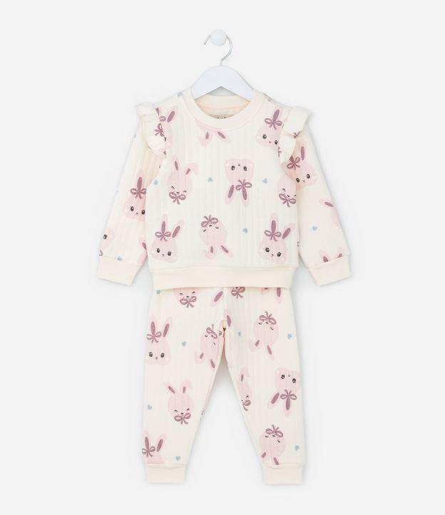 Conjunto Infantil em Matelassê com Estampa Coelha - Tam 1 a 5 Anos - 1