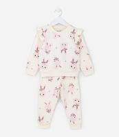 Conjunto Infantil em Matelassê com Estampa Coelha - Tam 1 a 5 Anos - 1