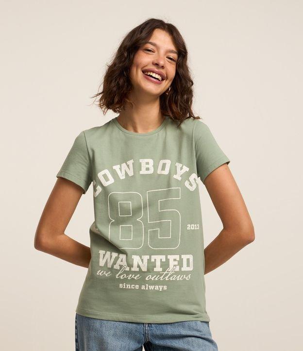 Camiseta Alongada em Algodão com Estampa Cowboy - 1