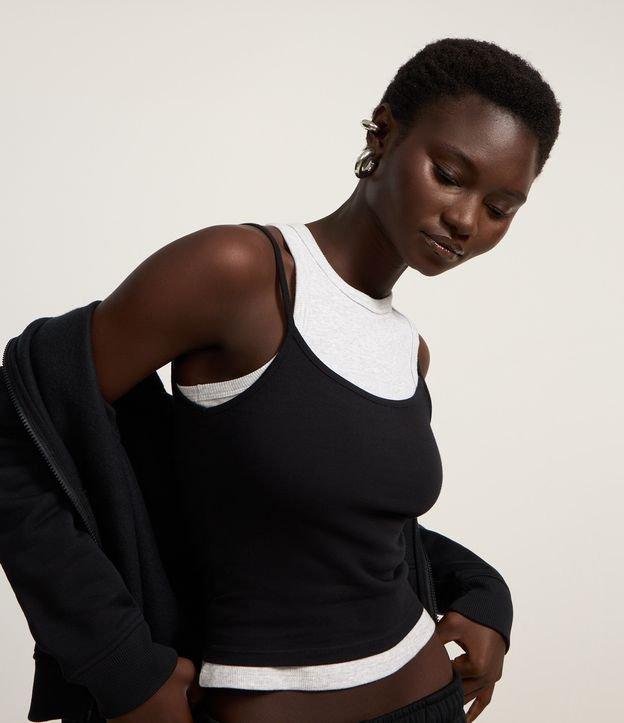 Blusa Cropped em Algodão com Alça Fina - 2