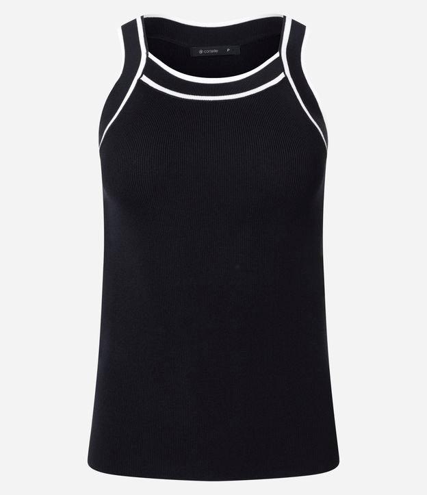 Blusa em Tricô com Detalhes Contrastantes - 1