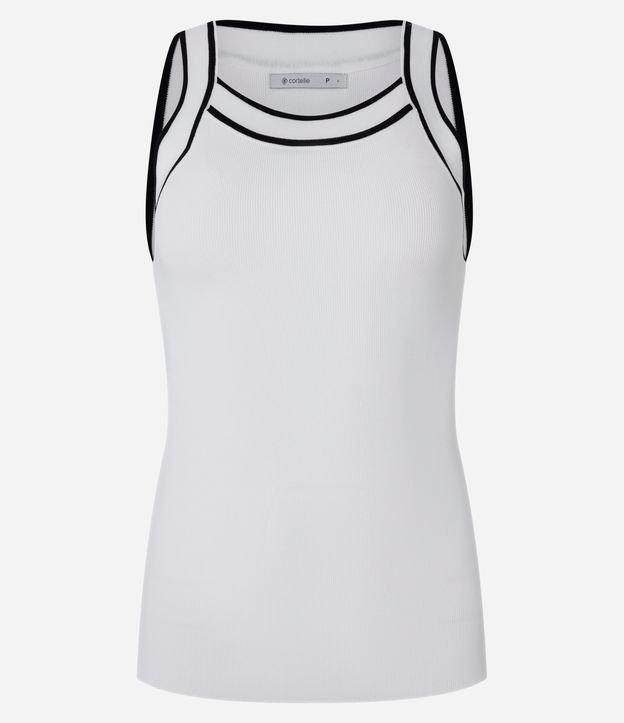 Blusa em Tricô com Detalhes Contrastantes - 1