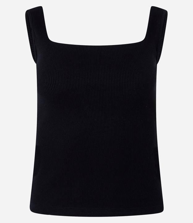 Blusa Sem Manga em Ribana com Decote Quadrado - 1