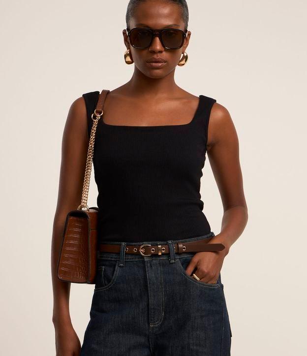 Blusa Sem Manga em Ribana com Decote Quadrado - 2