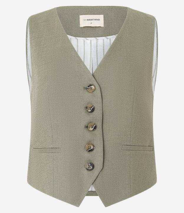 Colete em Viscolinho com Fechamento por Botões Contrastantes - 1