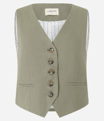 Colete em Viscolinho com Fechamento por Botões Contrastantes