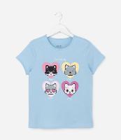 Camiseta Infantil com Estampa Gatinhos - Tam 5 a 14 Anos - 1
