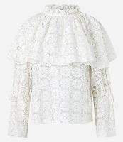 Blusa Manga Longa em Laise com Babados e Amarração nos Punhos. - 1