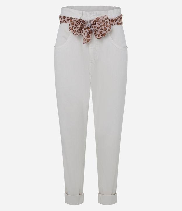 Calça Mom em Jeans com Lenço Estampado Animal Print - 1
