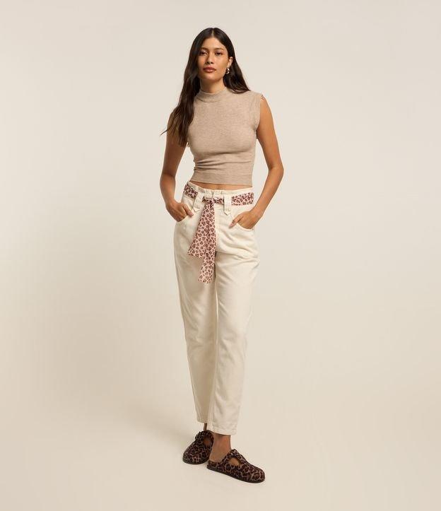 Calça Mom em Jeans com Lenço Estampado Animal Print - 2