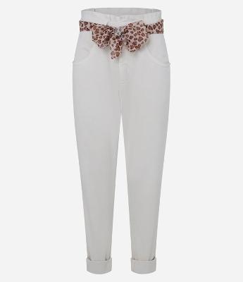 Calça Mom em Jeans com Lenço Estampado Animal Print