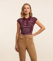 Body em Ribana com Gola Polo e Estampa Listrada - 1