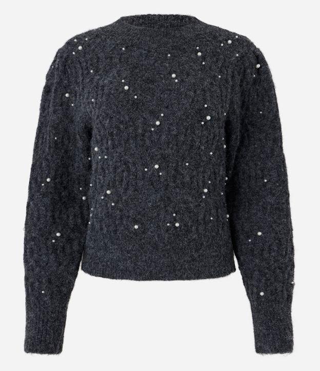 Blusão em Tricô Texturizado com Pérolas - 1