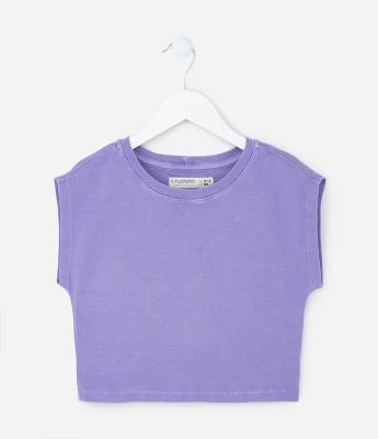 Camiseta Cropped Infantil em Ribana sem Cava - Tam 5 a 14 Anos