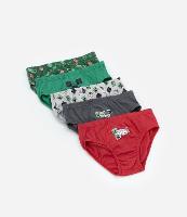 Kit 05 Cuecas Slip Infantil com Estampa Minecraft - Tam 4 a 14 Anos - 1