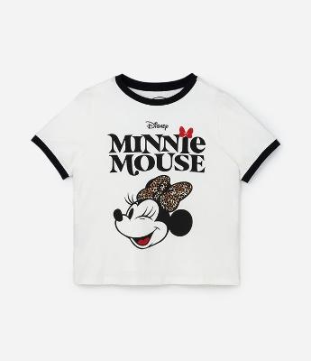 Camiseta Estampada Minnie com Contraste Curve & Plus Size