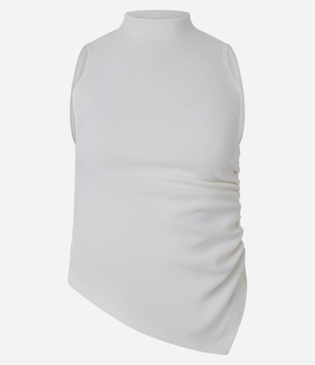 Blusa em Ponto Roma com Golinha Alta e Barra Assimétrica - 1