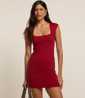 Vestido Curto em Microfibra com Decote Quadrado - 1