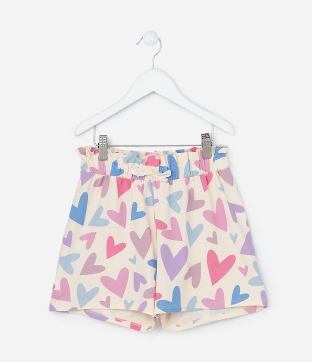 Short Clochard Infantil com Estampa Corações - Tam 5 a 14 Anos - 1