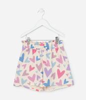 Short Clochard Infantil com Estampa Corações - Tam 5 a 14 Anos - 1