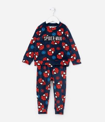 Pijama Longo Infantil em Plush Estampado de Homem Aranha - Tam 2 a 10 anos