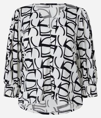 Blusa Manga 3/4 em Microfibra com Estampa Geométrica