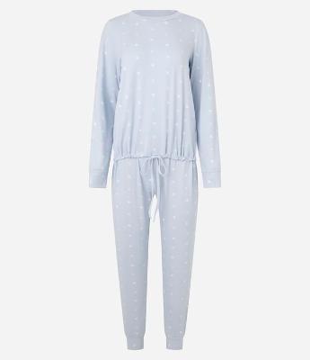 Pijama Longo com Toque Suave e Estampa de Poá
