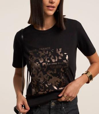 Camiseta Manga Curta com Estampa Animal Print
