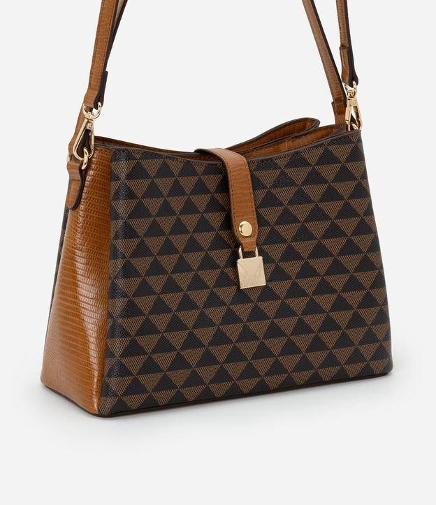 Bolsa Transversal Média em PU Estampado com Alças - 1