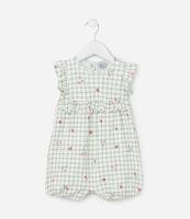 Macaquinho Infantil com Babadinhos e Estampa Xadrez - Tam 0 a 18 meses - 1