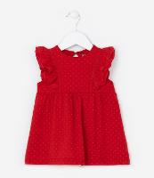 Vestido Infantil com Babadinhos e Textura - Tam 0 A 18 meses - 2