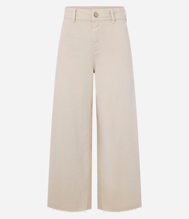 Calça Wide Leg Cropped em Jeans e Cintura Média - 1