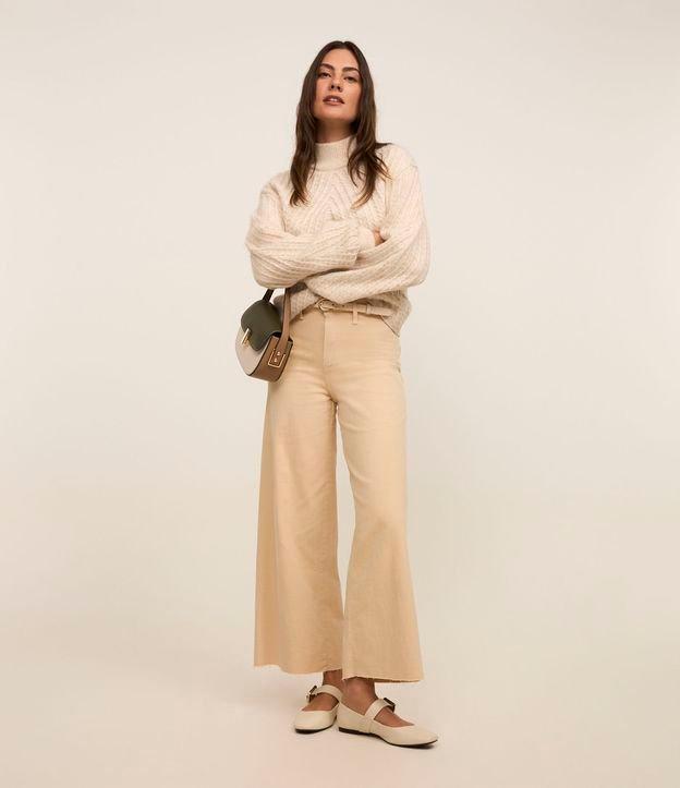 Calça Wide Leg Cropped em Jeans e Cintura Média - 2