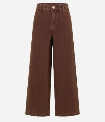 Calça Wide Leg Cropped em Jeans e Cintura Média