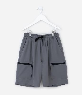 Bermuda Infantil com Bolsos Cargo - Tam 5 a 14 Anos