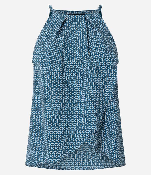 Blusa Sem Manga em Crepe com Gola Halter e Estampa Geométrica - 1