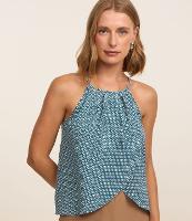 Blusa Sem Manga em Crepe com Gola Halter e Estampa Geométrica - 2