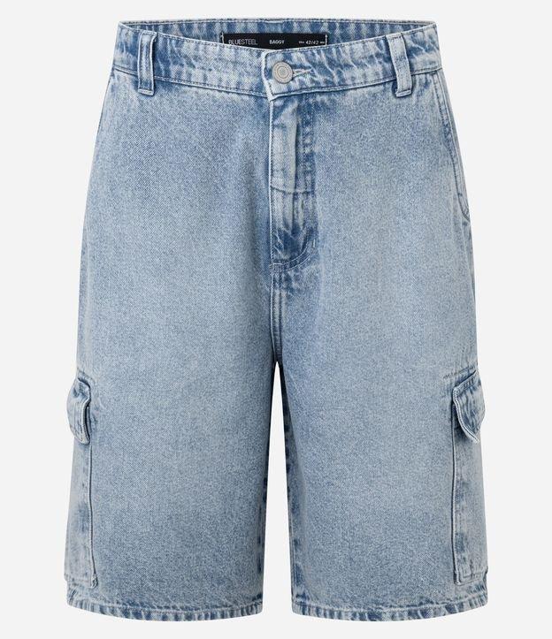 Bermuda Baggy Cargo em Jeans - 1