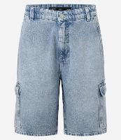 Bermuda Baggy Cargo em Jeans - 1