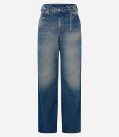 Calça Reta em Jeans Dirty com Cinto de Corrente - 1