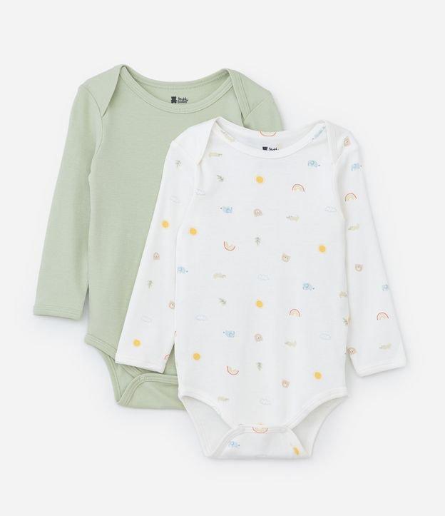 Kit 02 Bodies em Suedine com Estampa Mini Ícones - RN a 18 meses - 1