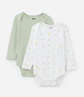 Kit 02 Bodies em Suedine com Estampa Mini Ícones - RN a 18 meses - 1